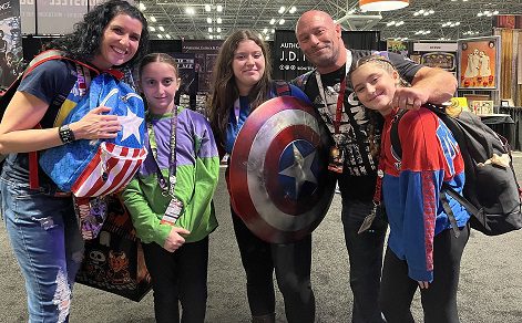 Warrior Island fans with Captain America shield